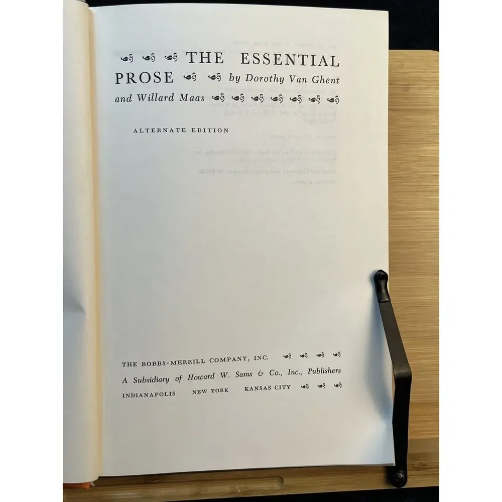 The Essential Prose Alternate Ed. Dorothy Van Ghent & Willard Maas 2nd Printing